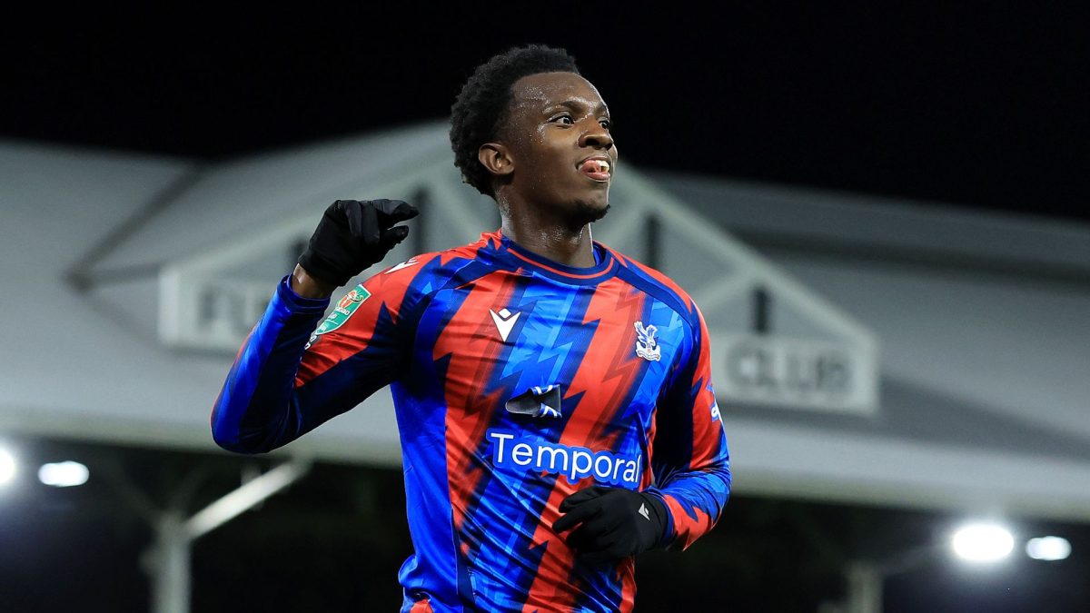 Eddie Nketiah celebrates after helping Crystal Palace beat Fulham in the Carabao Cup